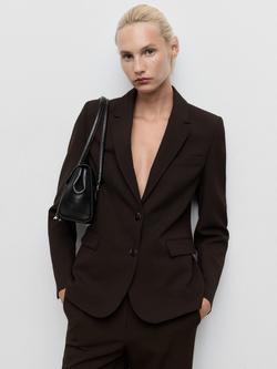 Mango Bergen Blazer, Dark Brown