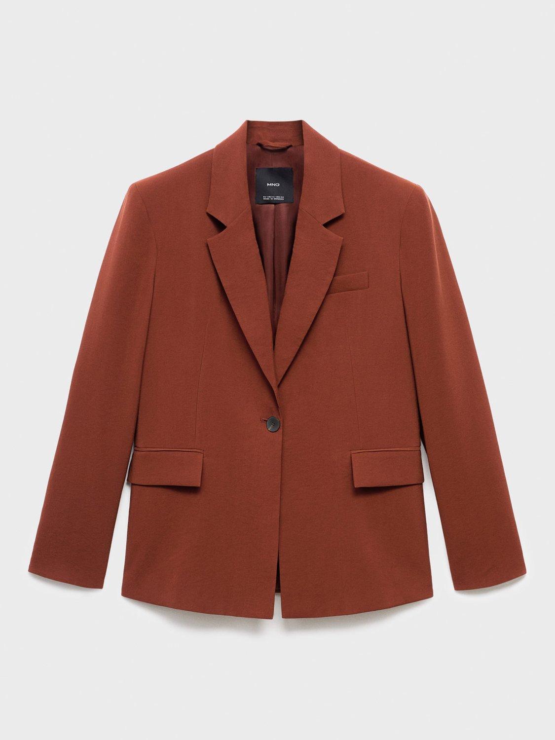 Product image 3 of 8, which shows Mango Paris Single Button Blazer, Medium Orange, S