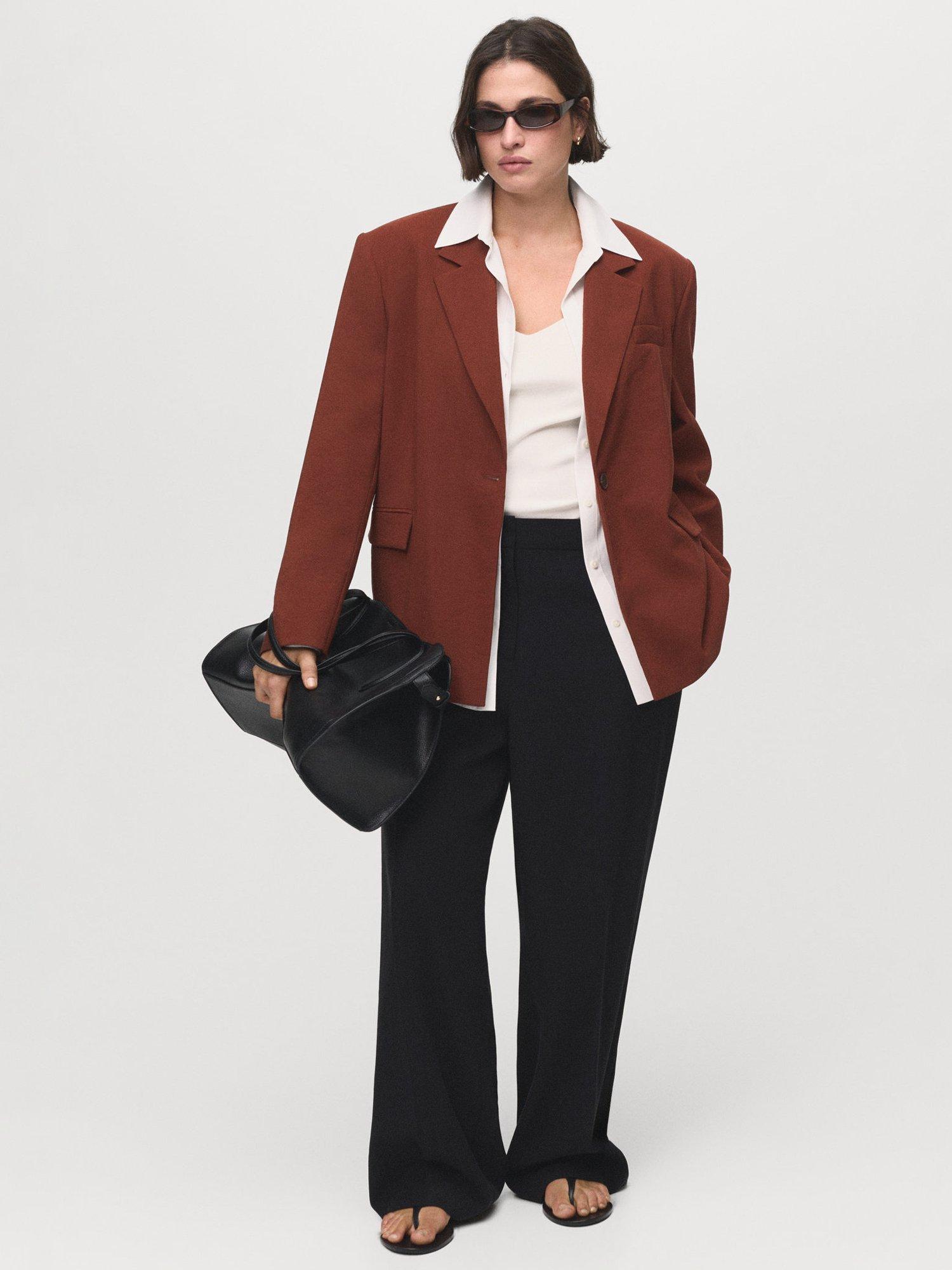 Product image 7 of 8, which shows Mango Paris Single Button Blazer, Medium Orange, S