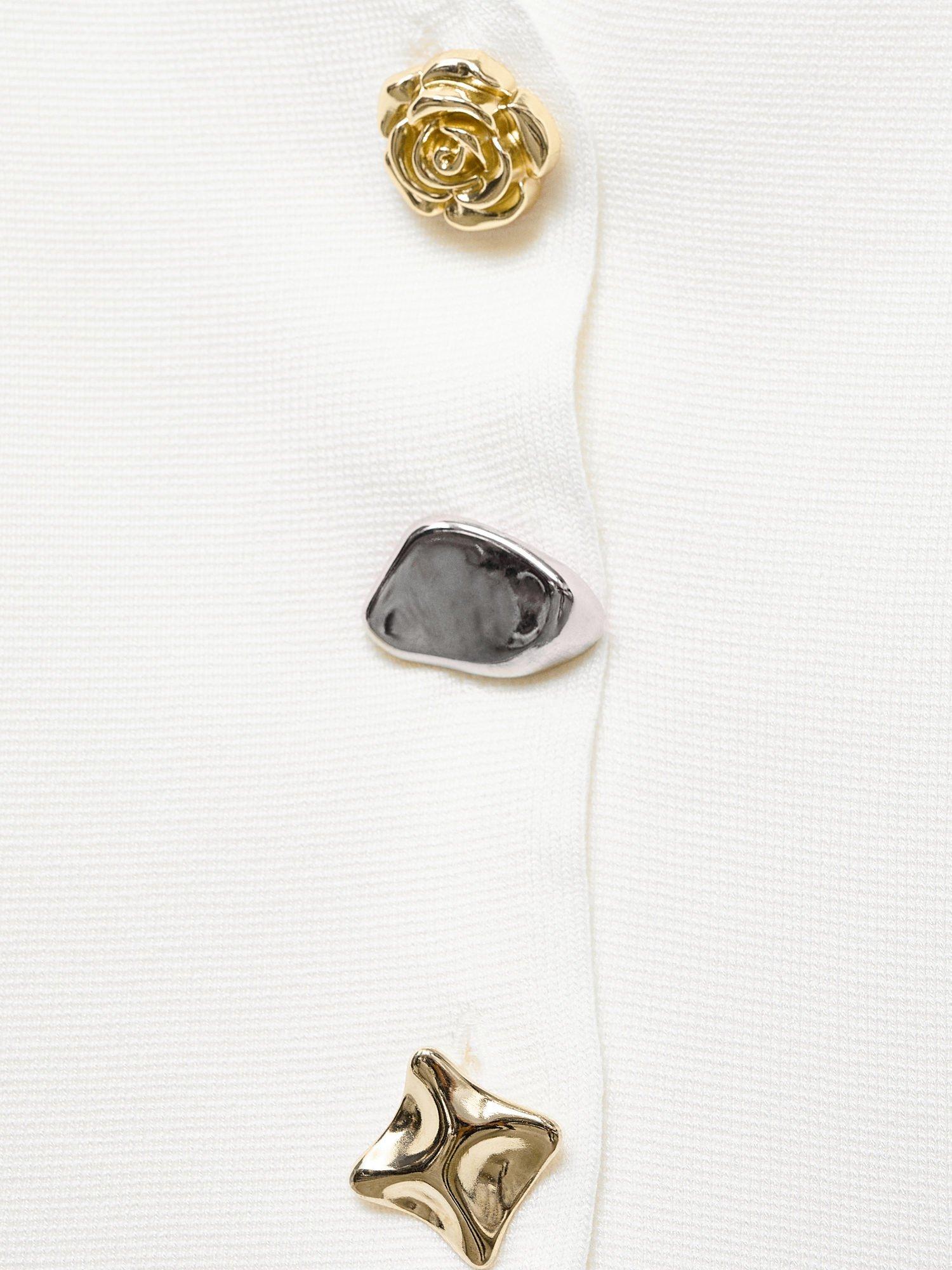 Product image 7 of 7, which shows Mango Dali Decorative Button Cardigan, White, XS