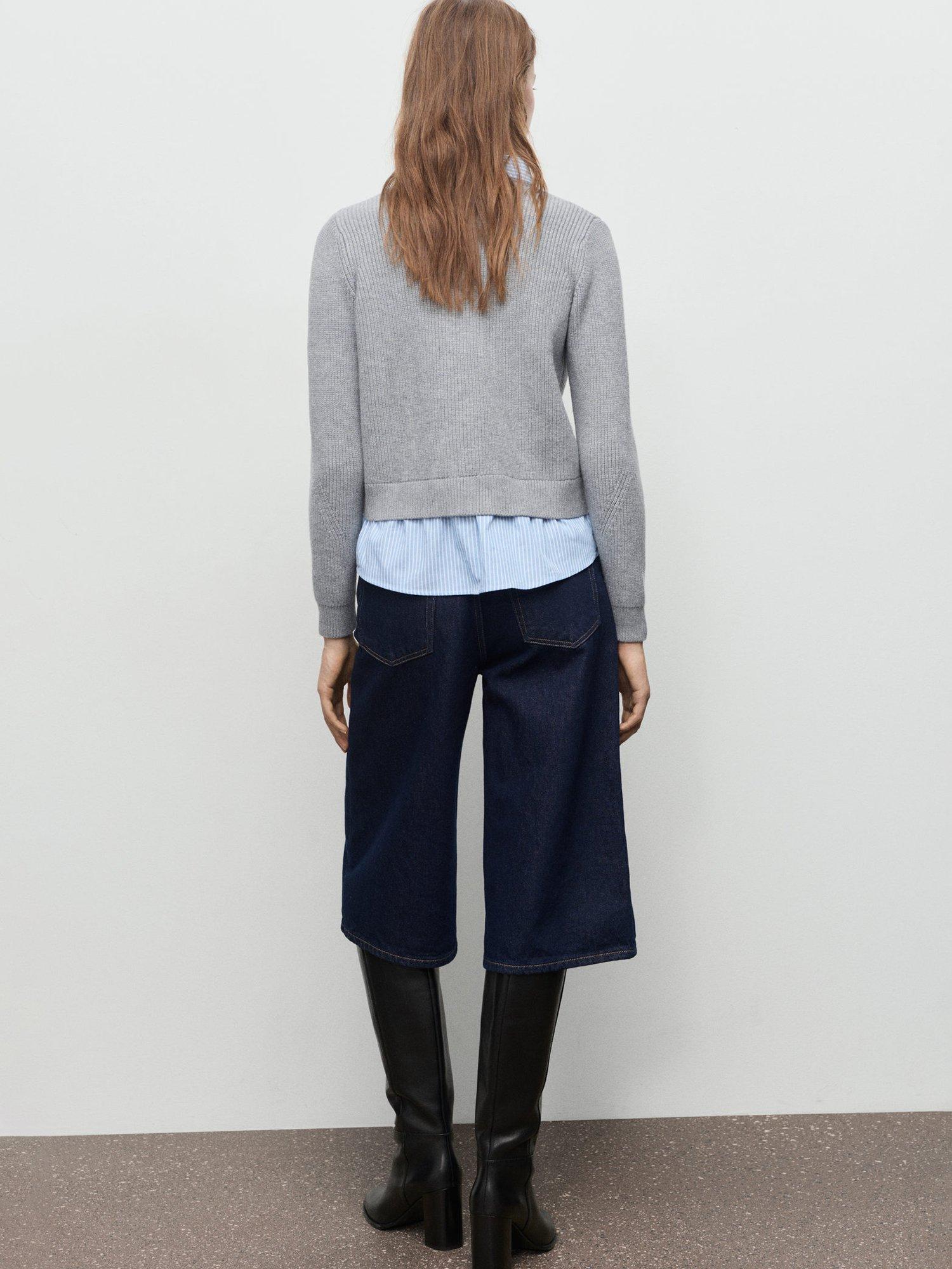 Product image 4 of 8, which shows Mango Giovanni Shirt Trim Cardigan, Grey, XL