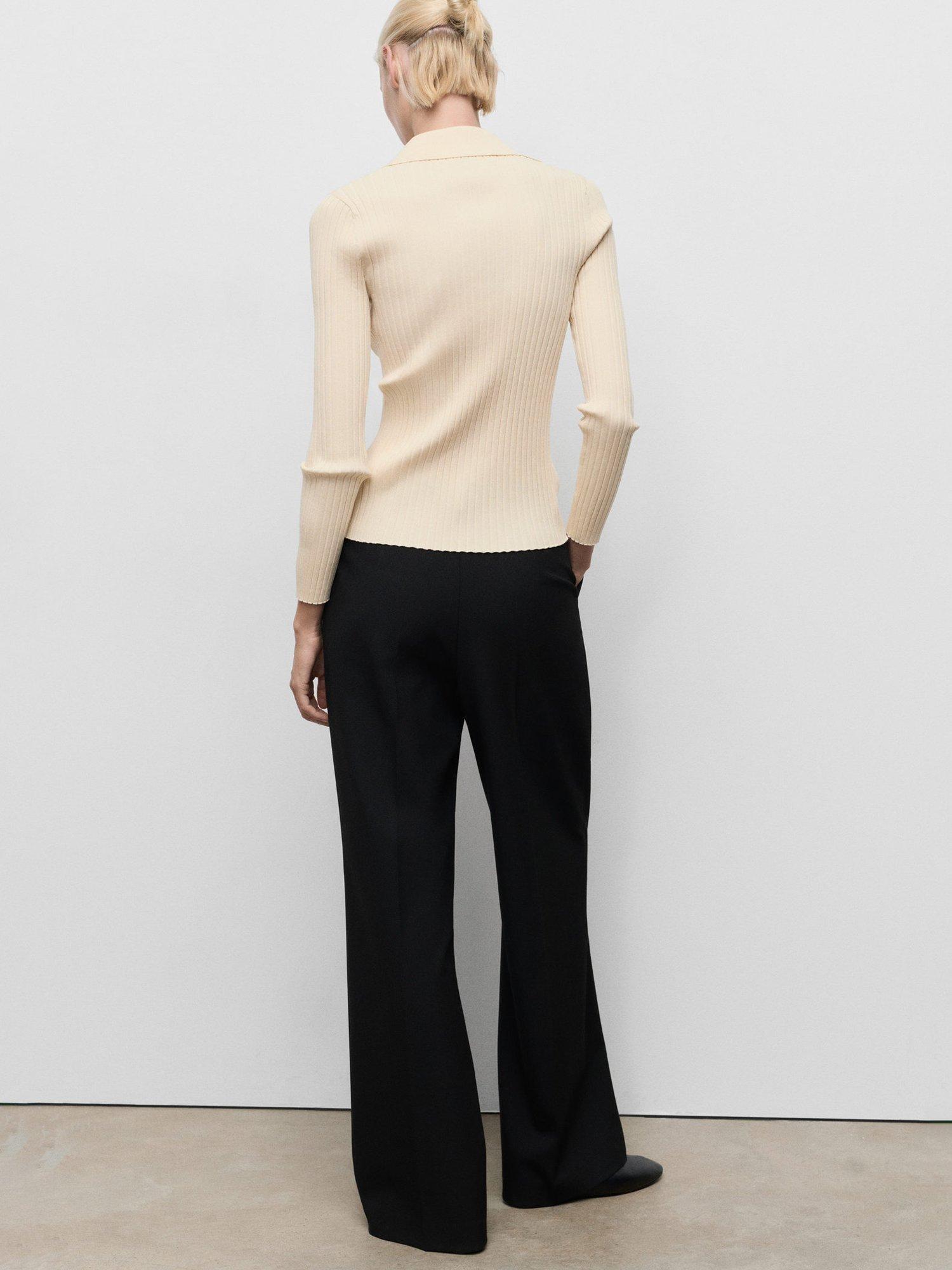 Product image 4 of 9, which shows Mango Latte Ribbed Fine Knit Cardigan, Natural White, XXS