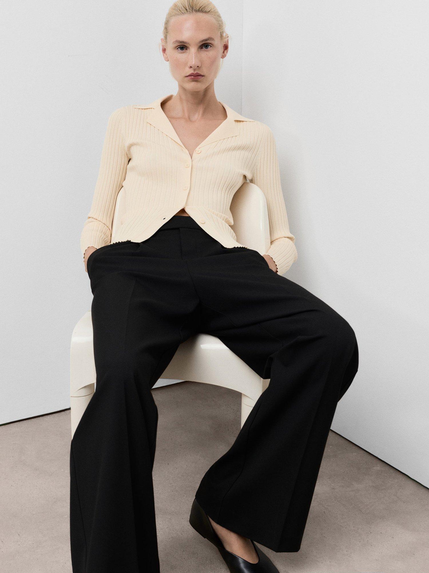 Product image 7 of 9, which shows Mango Latte Ribbed Fine Knit Cardigan, Natural White, XXS