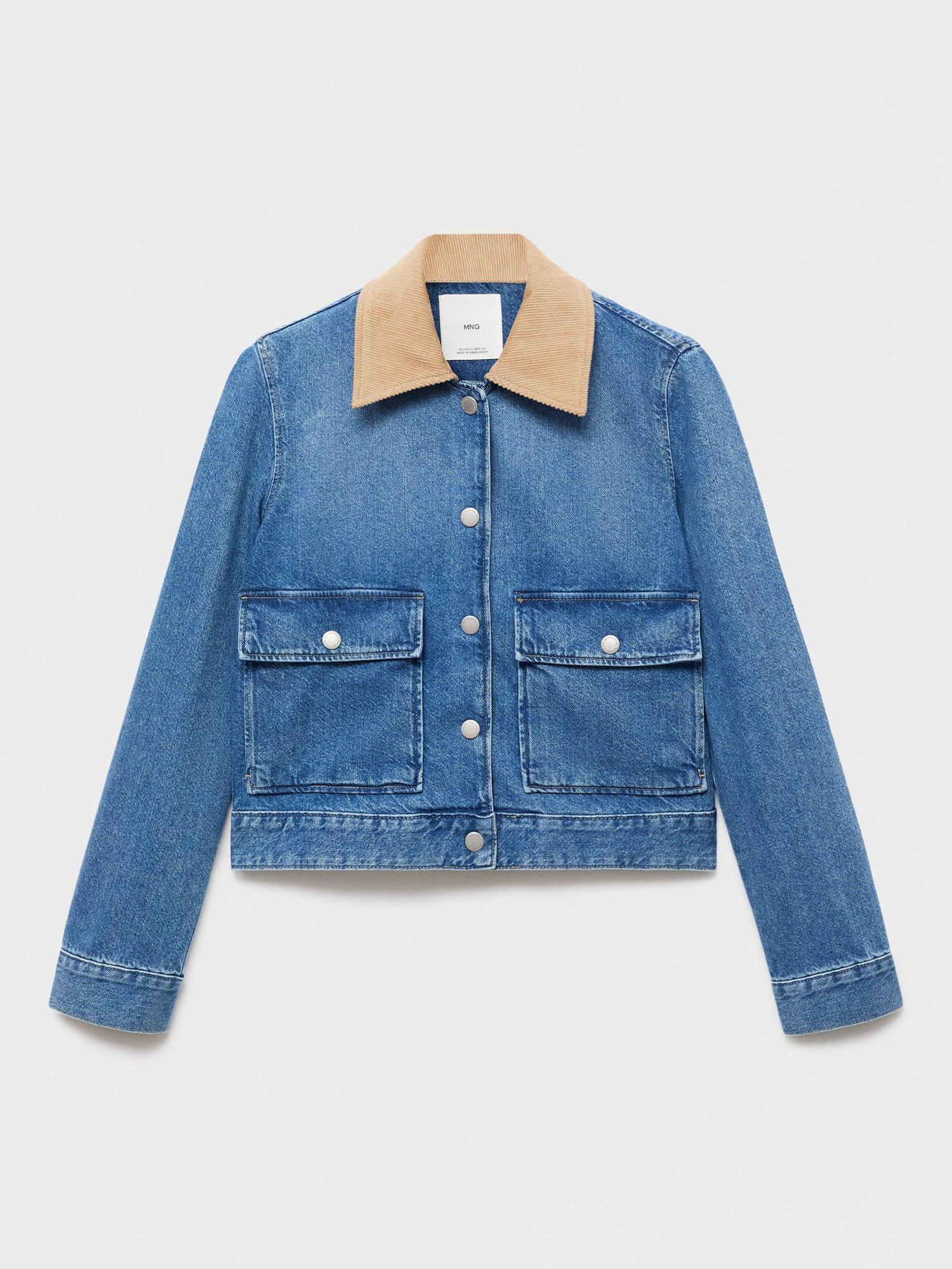 Product image 3 of 7, which shows Mango Adara Denim Barn Jacket, Mid Blue, L
