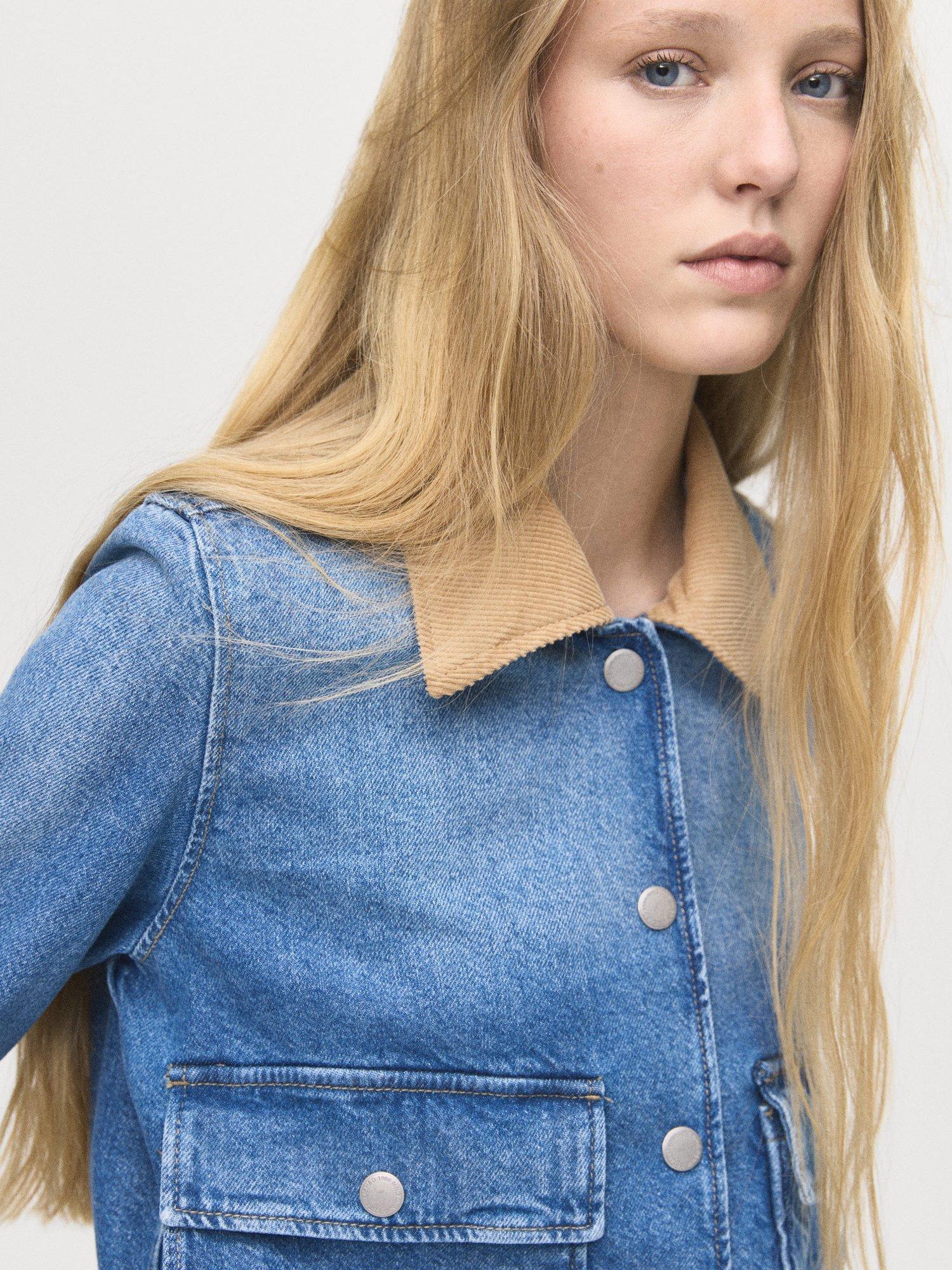 Product image 6 of 7, which shows Mango Adara Denim Barn Jacket, Mid Blue, L