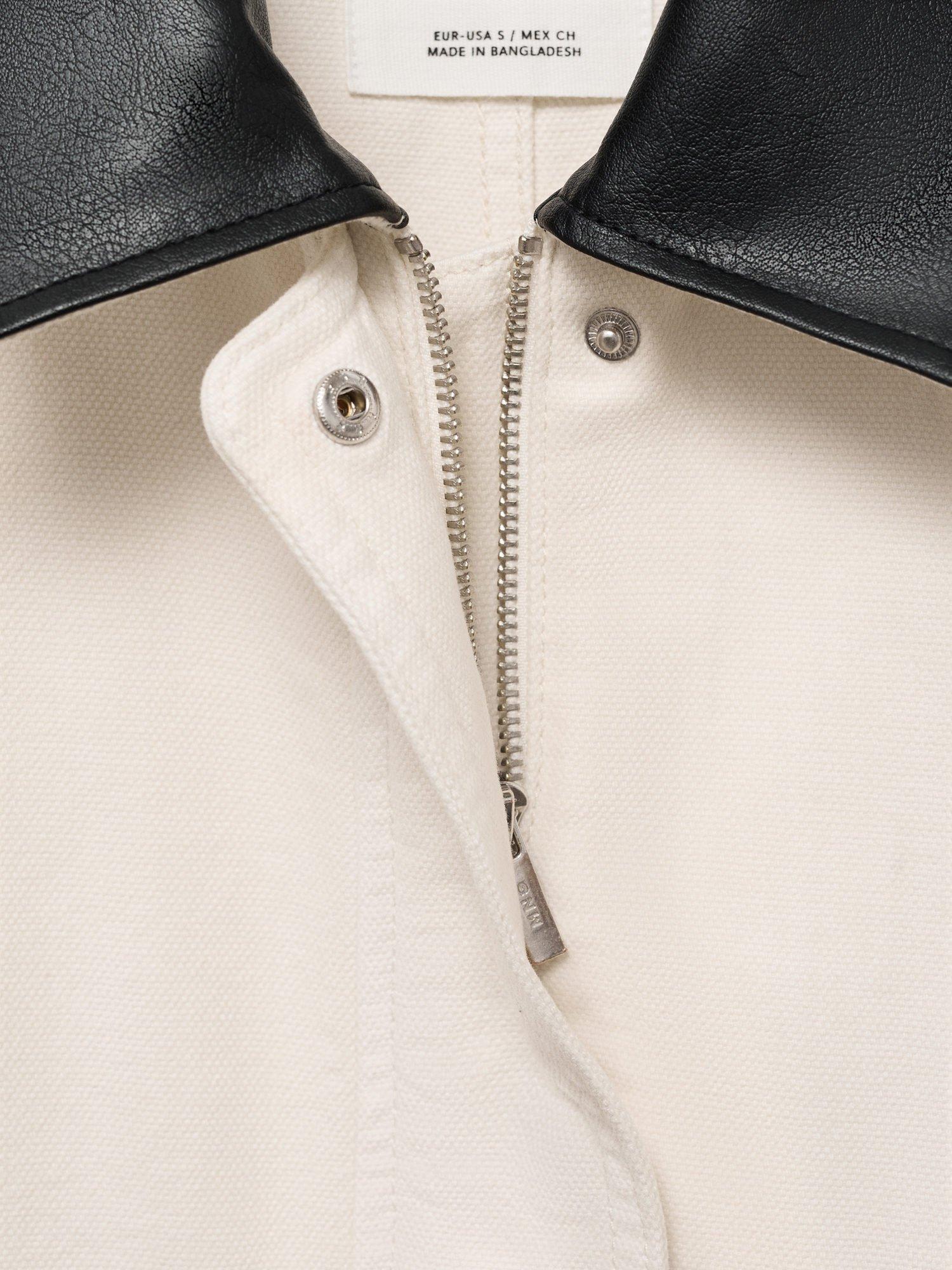 Product image 3 of 3, which shows Mango Amelia Faux Leather Collar Jacket, Natural White, S