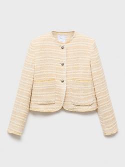 Mango Anne Boucle Jacket, Light Beige, Light Beige