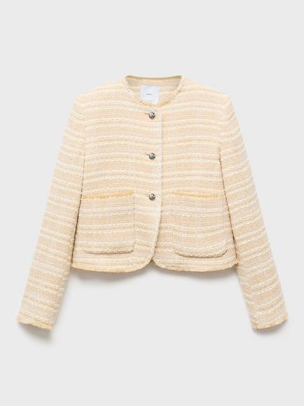 Mango Anne Boucle Jacket, Light Beige, Light Beige