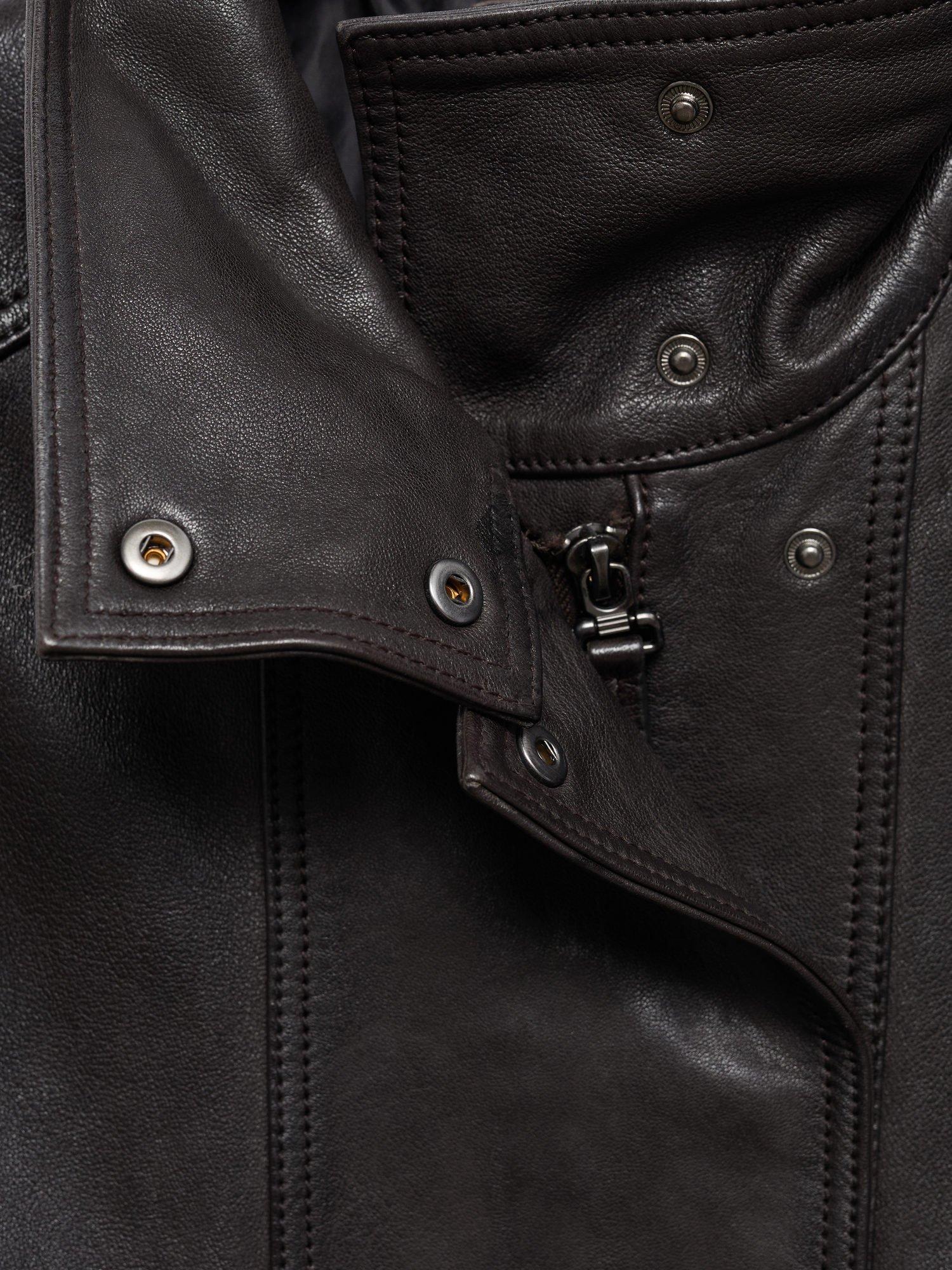 Product image 8 of 8, which shows Mango Comme Pure Leather Jacket, Brown, XXS