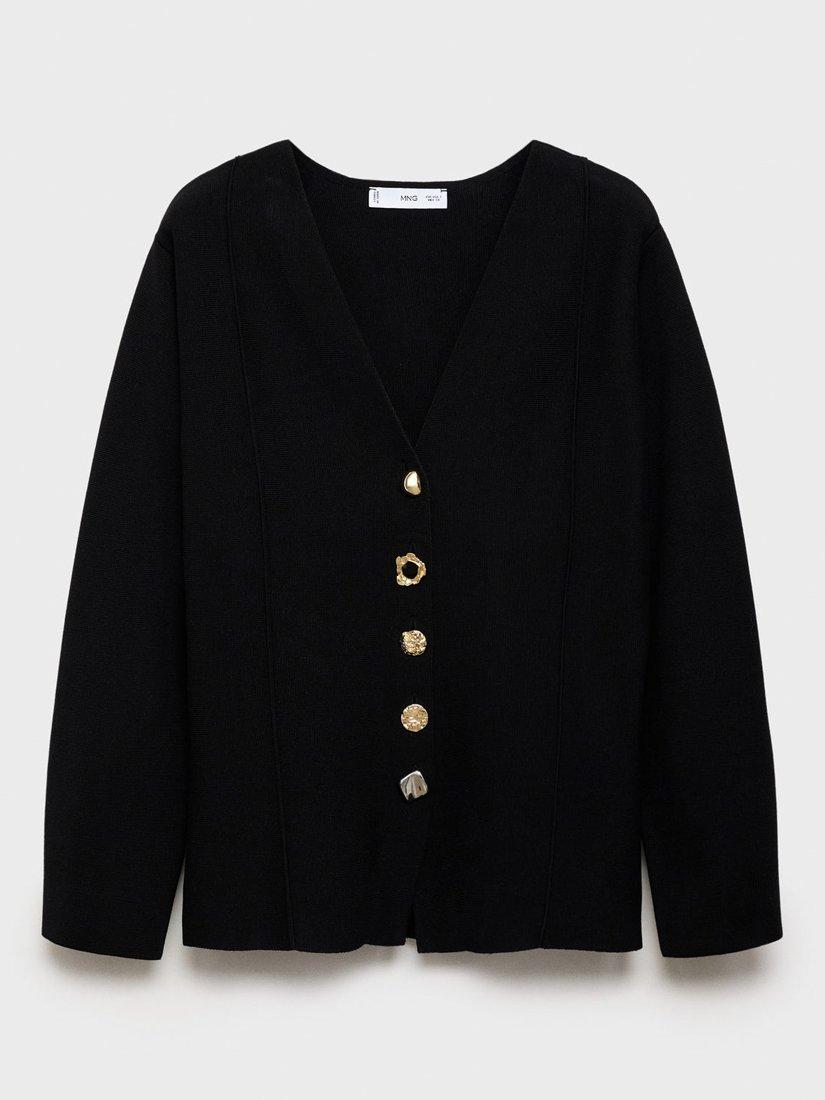 Product image 3 of 7, which shows Mango Dali Button Detail Jacket, Black, S