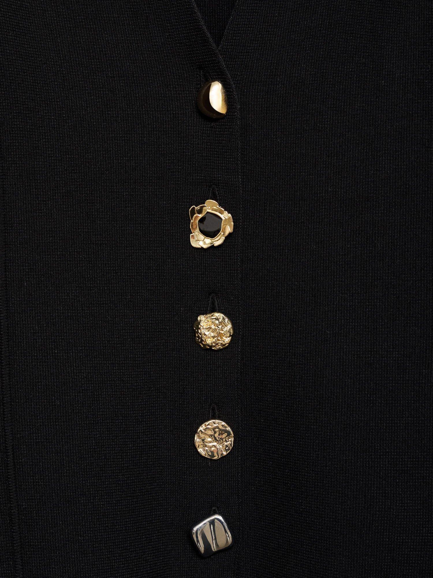Product image 5 of 7, which shows Mango Dali Button Detail Jacket, Black, S