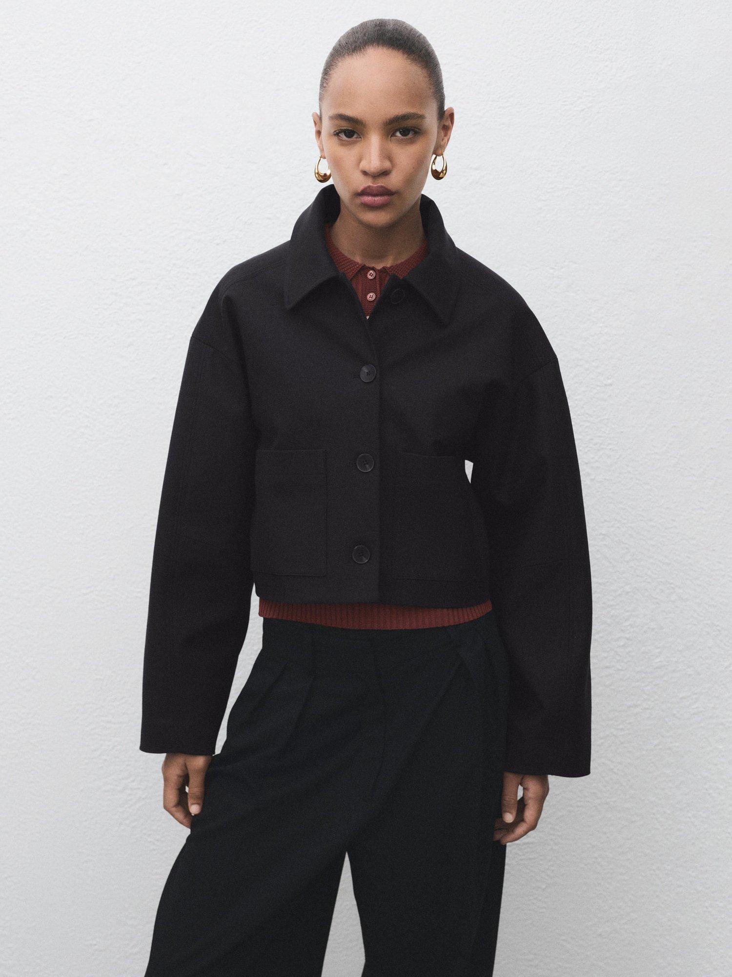 Product image 1 of 8, which shows Mango Julia Boxy Jacket, Black, L