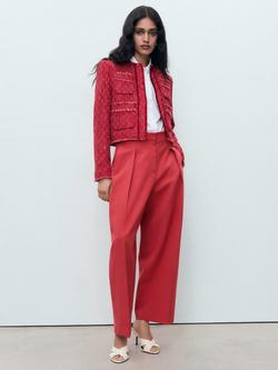 Mango Rosso Tweed Jacket, Red, Red