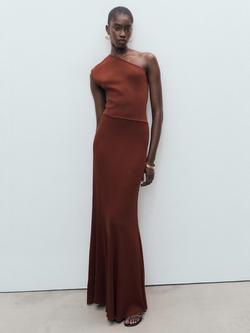 Mango Asim One Shoulder Maxi Dress, Rust/Copper, Rust/Copper