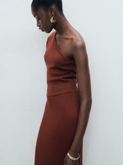 Mango Asim One Shoulder Maxi Dress, Rust/Copper - view 2, Rust/Copper