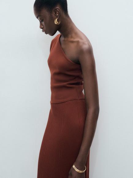 Mango Asim One Shoulder Maxi Dress, Rust/Copper - view 2, Rust/Copper