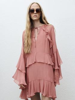 Mango Bowie Ruffle Mini Dress, Pink, Pink