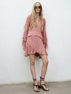 Mango Bowie Ruffle Mini Dress, Pink - view 2, Pink