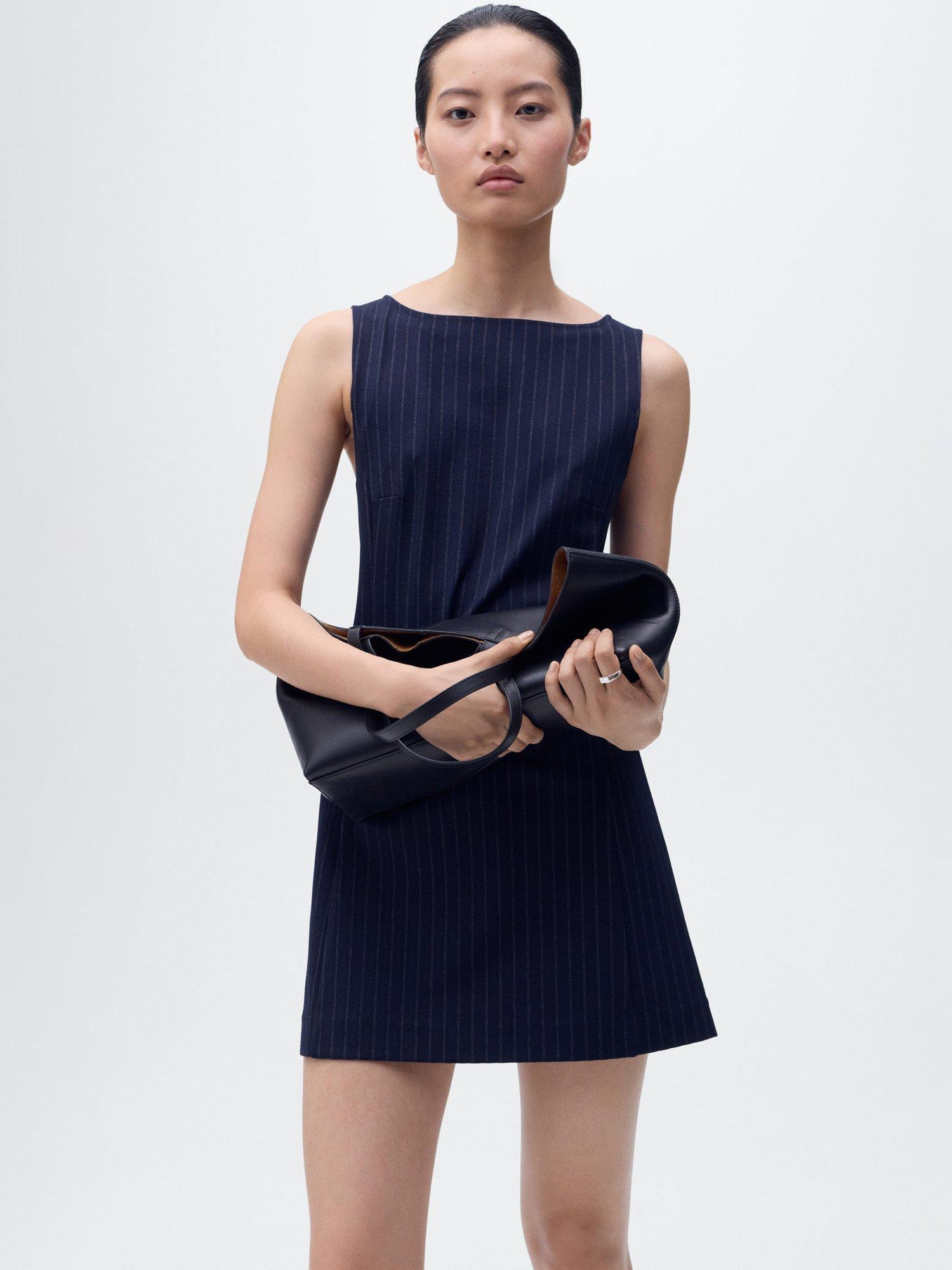 Product image 1 of 7, which shows Mango Brad Pinstripe Mini Dress, Navy, 10