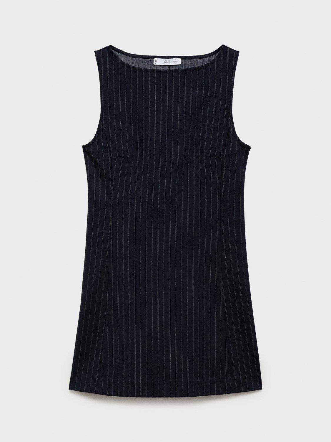 Product image 3 of 7, which shows Mango Brad Pinstripe Mini Dress, Navy, 10