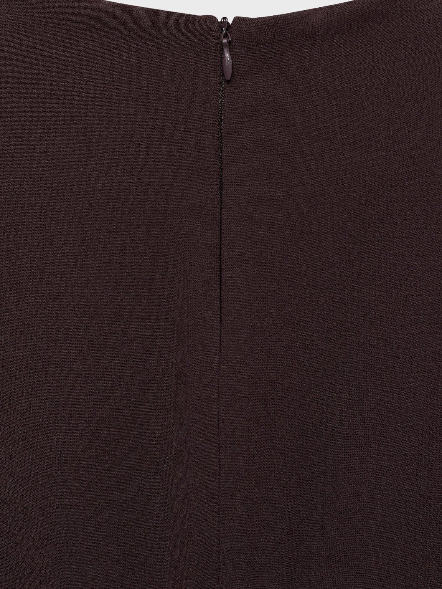 Product image 5 of 8, which shows Mango Carlota Drape Mini Dress, Dark Brown, 8