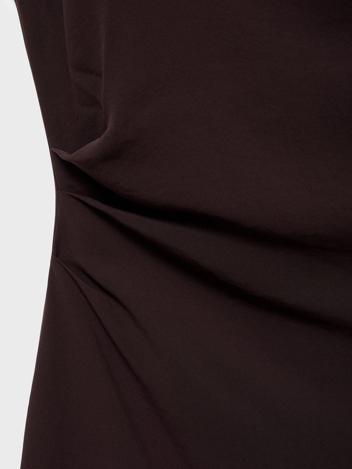 Product image 8 of 8, which shows Mango Carlota Drape Mini Dress, Dark Brown, 8