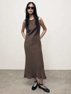 Mango Cava Sleeveless Midi Dress, Brown, Brown