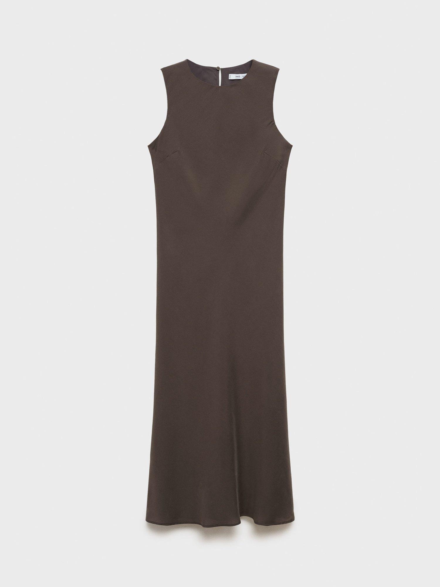 Product image 3 of 8, which shows Mango Cava Sleeveless Midi Dress, Brown, 10
