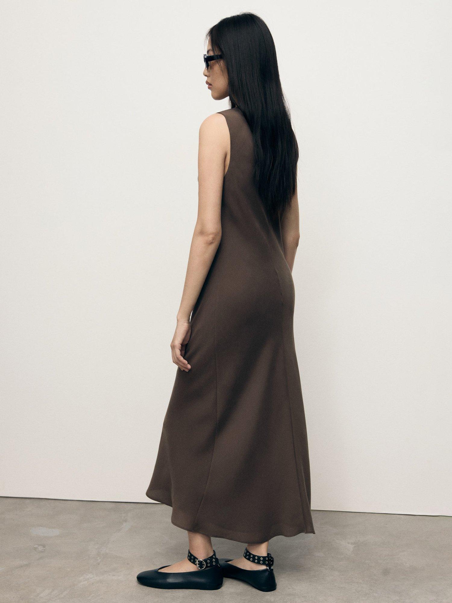 Product image 4 of 8, which shows Mango Cava Sleeveless Midi Dress, Brown, 10