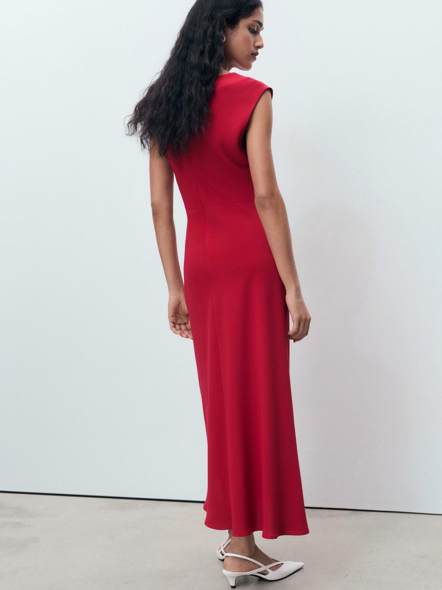 Product image 4 of 9, which shows Mango Edgar Sleeveless Ruched Dress, Red, 10