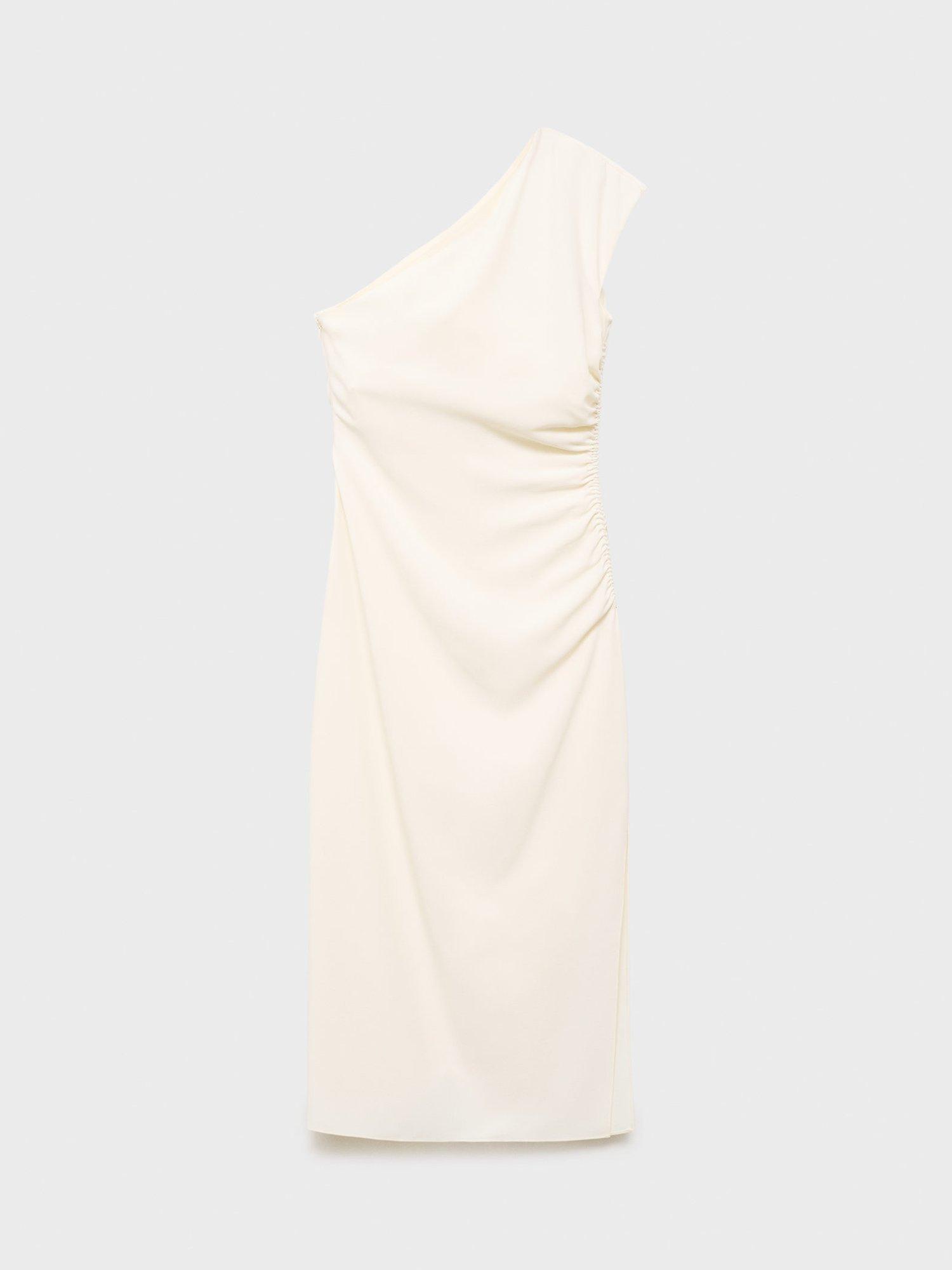 Product image 3 of 7, which shows Mango Edine Ruched Midi Dress, Natural White, 10