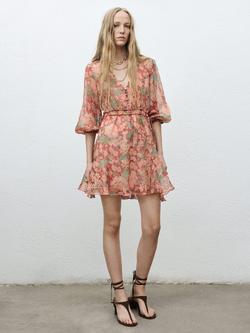 Mango Celia Floral Mini Dress, Dark Red - view 2, Dark Red