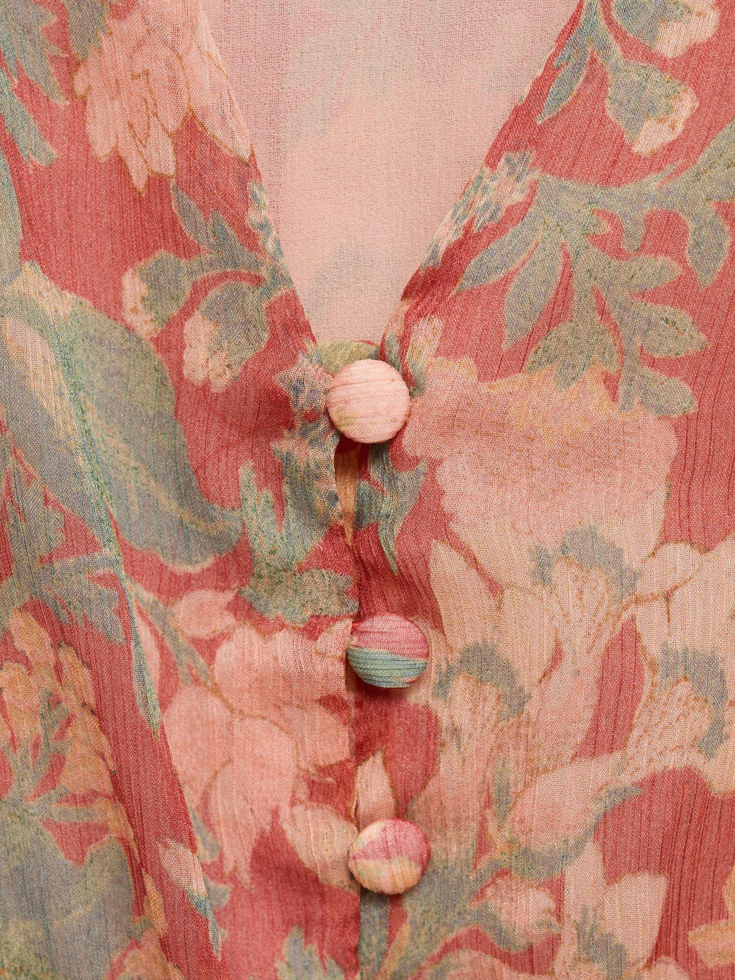 Product image 7 of 7, which shows Mango Celia Floral Mini Dress, Dark Red, 10