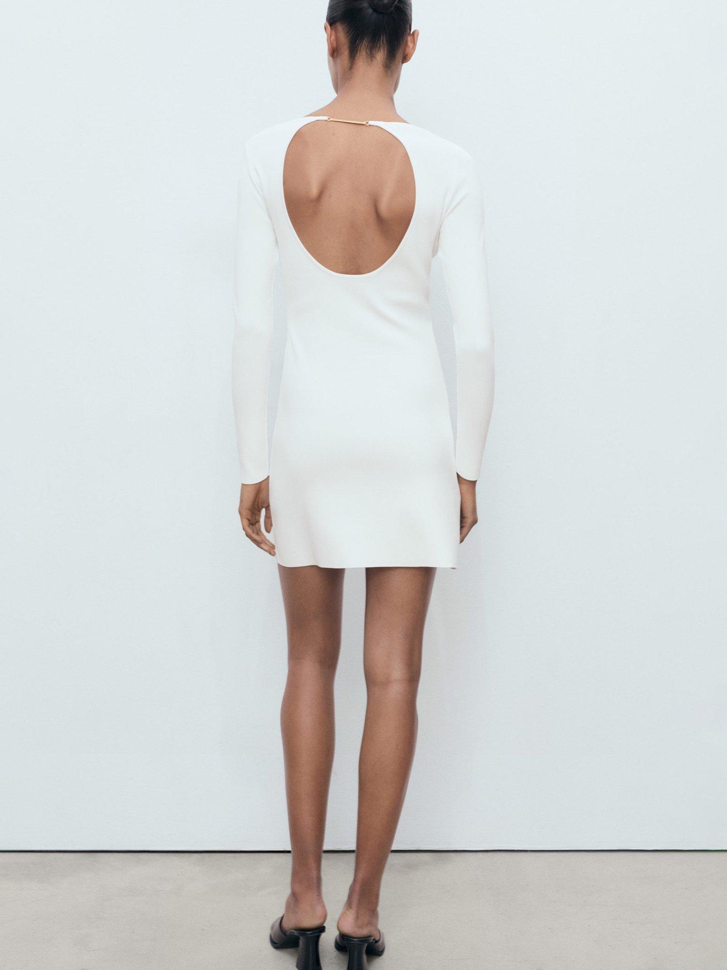 Product image 4 of 7, which shows Mango Dover Open Back Mini Dress, Natural White, 10