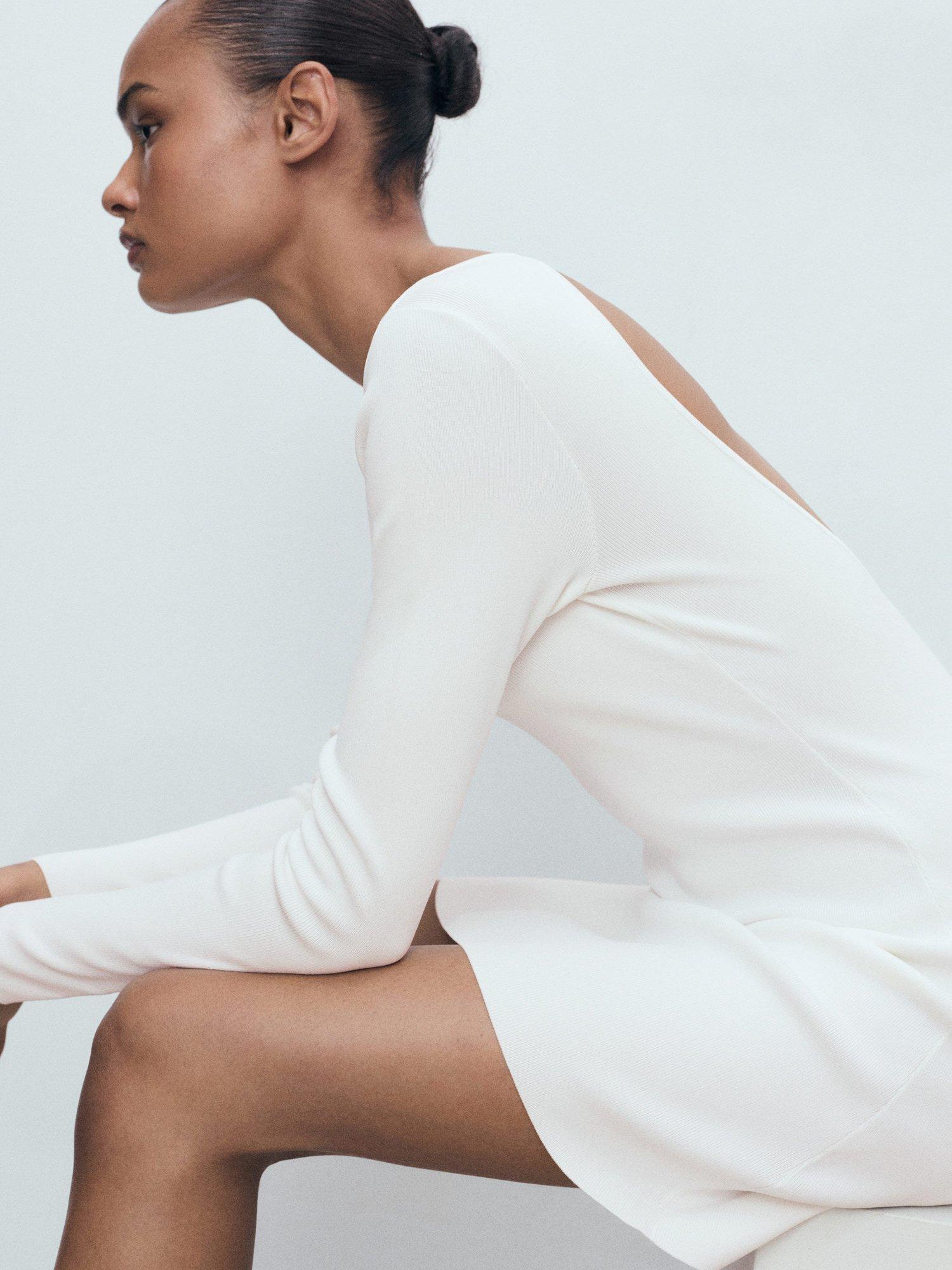 Product image 6 of 7, which shows Mango Dover Open Back Mini Dress, Natural White, 10