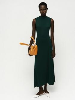 Mango Godeti Sleeveless Dress, Dark Green, Dark Green
