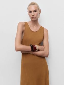 Mango Guksu Knit Maxi Dress, Medium Brown, Medium Brown