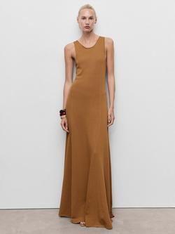 Mango Guksu Knit Maxi Dress, Medium Brown - view 2, Medium Brown