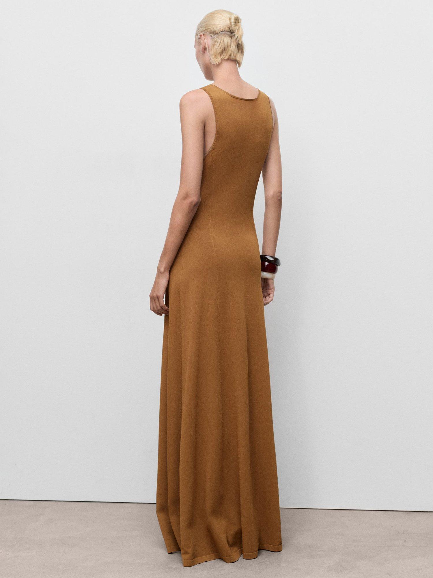 Product image 4 of 8, which shows Mango Guksu Knit Maxi Dress, Medium Brown, 6