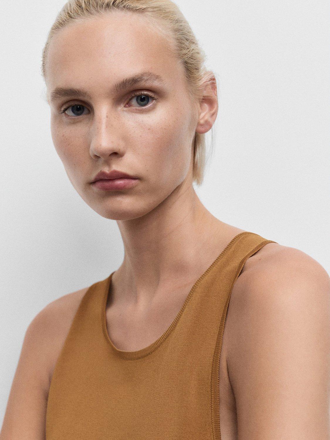 Product image 6 of 8, which shows Mango Guksu Knit Maxi Dress, Medium Brown, 6