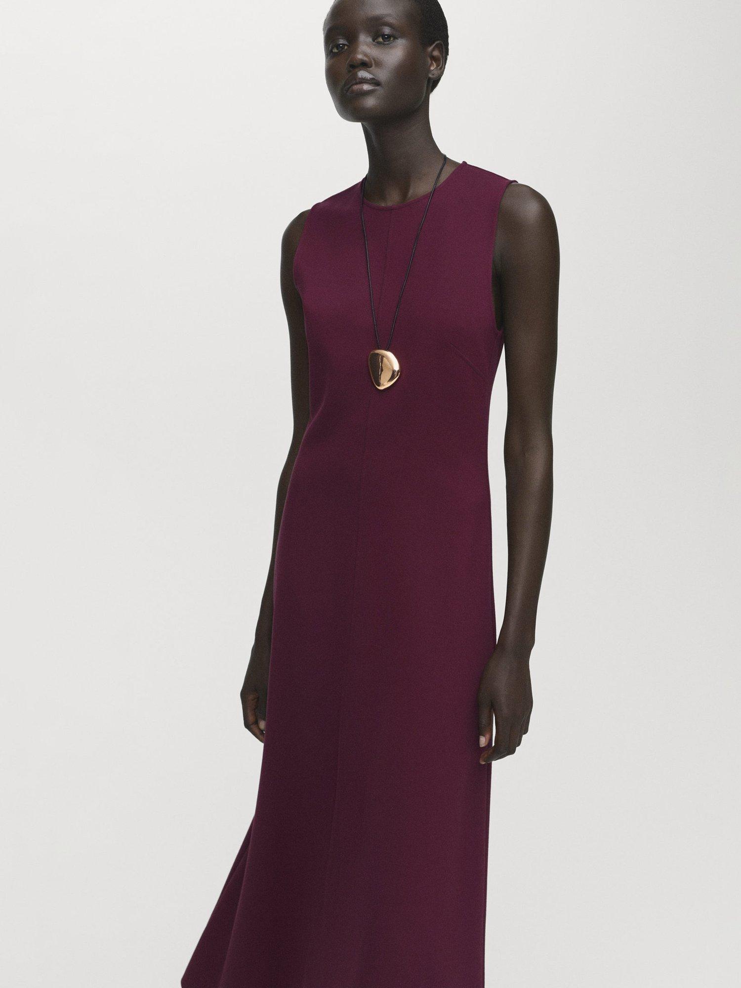 Product image 1 of 9, which shows Mango Letizia Sleeveless Dress, Dark Red, 4