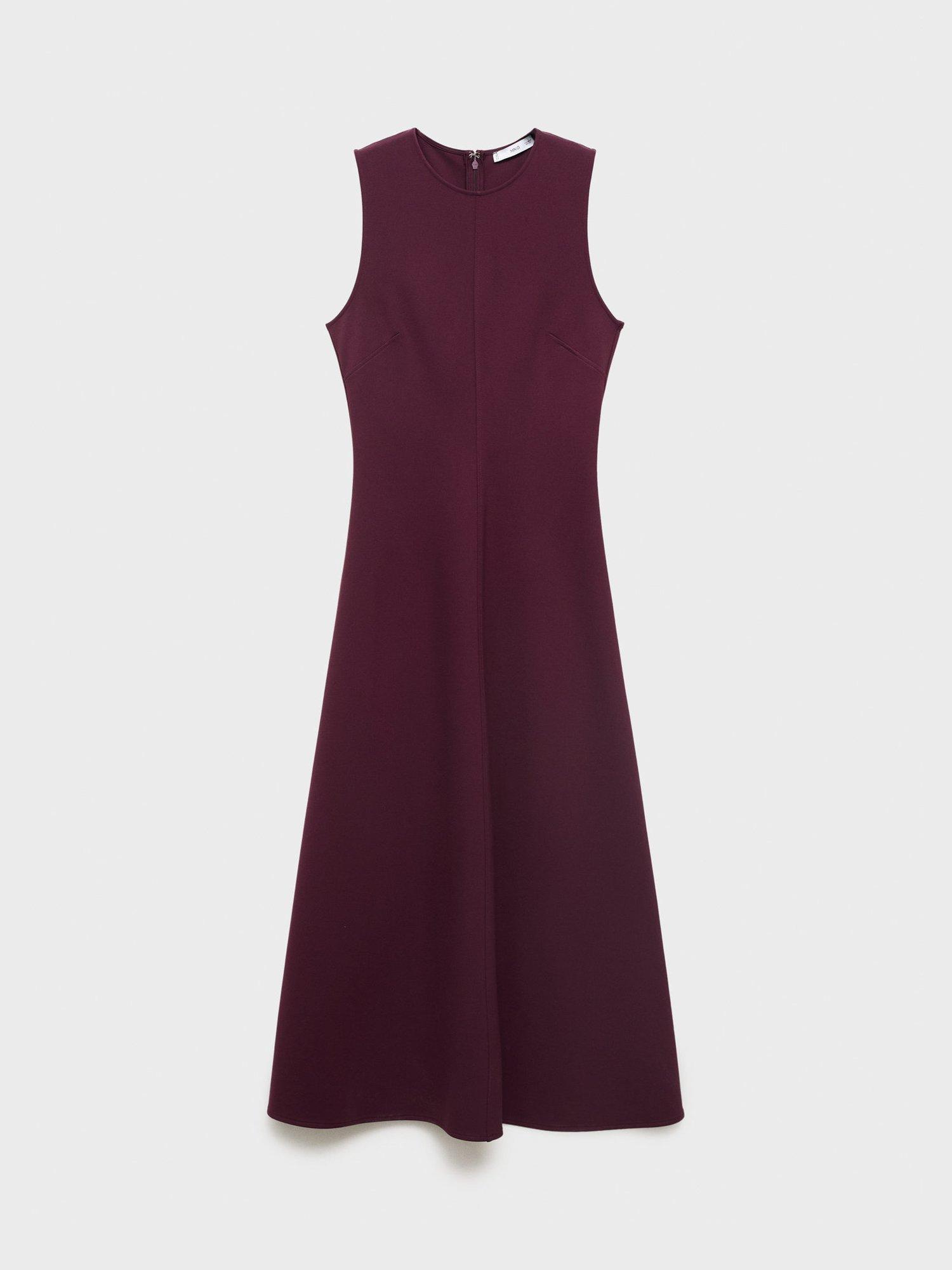 Product image 3 of 9, which shows Mango Letizia Sleeveless Dress, Dark Red, 4