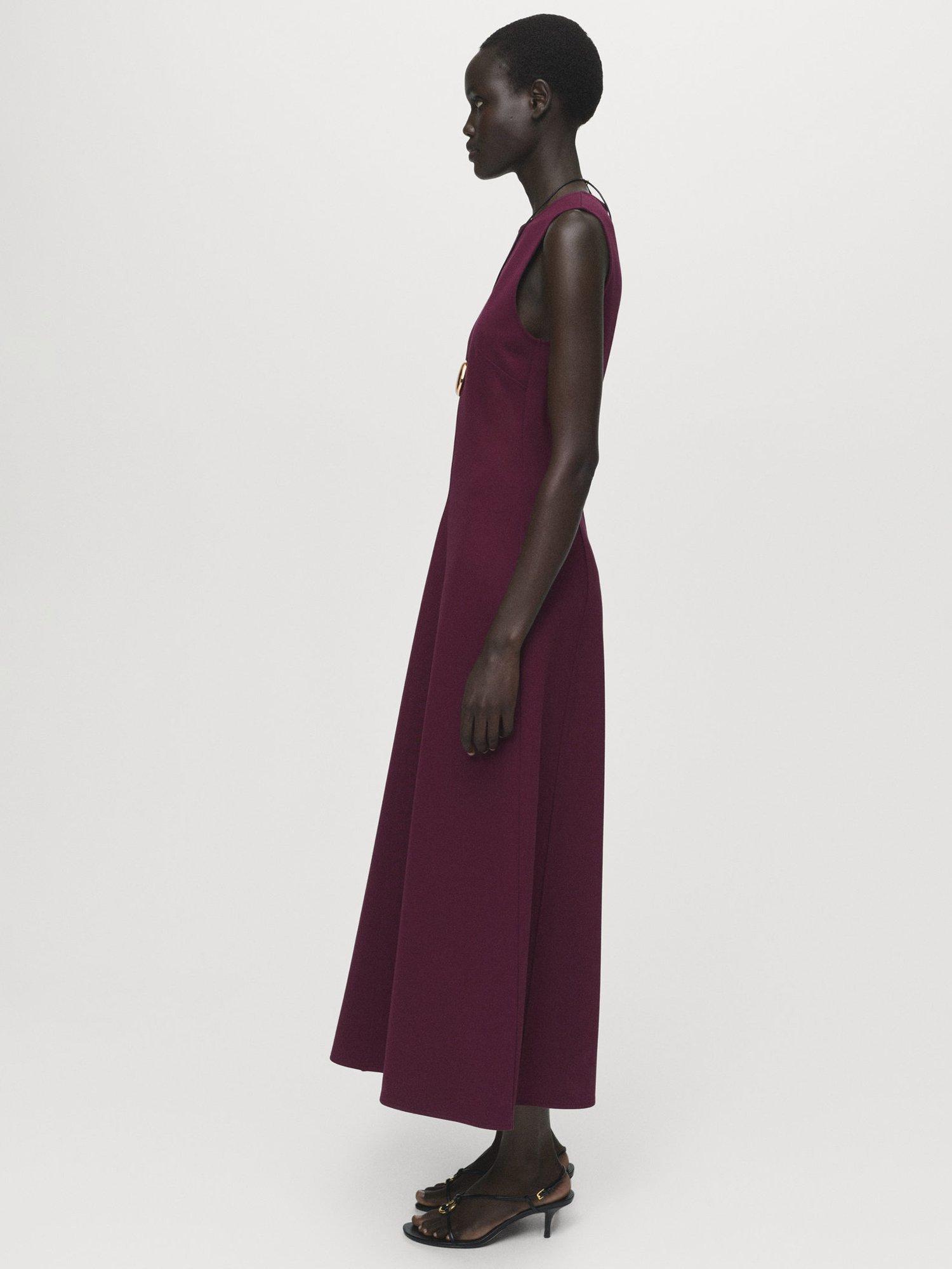 Product image 7 of 9, which shows Mango Letizia Sleeveless Dress, Dark Red, 4