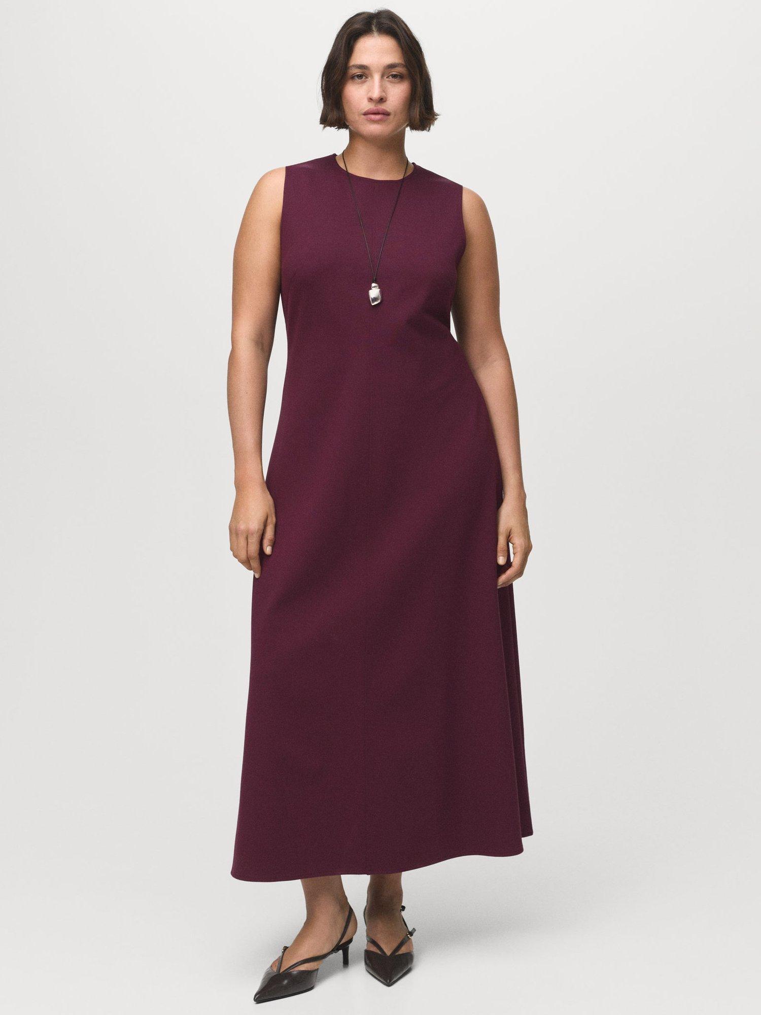 Product image 8 of 9, which shows Mango Letizia Sleeveless Dress, Dark Red, 4