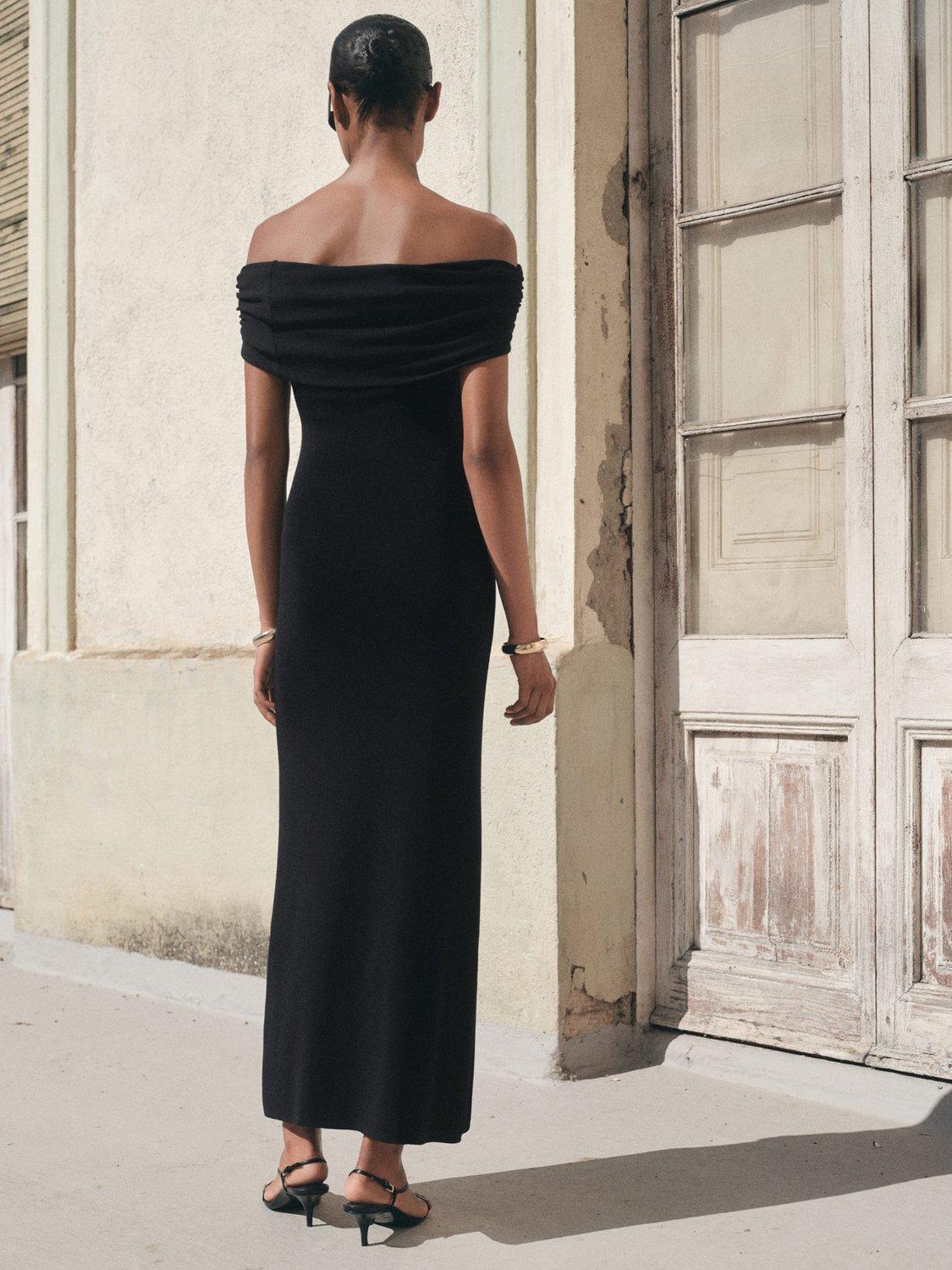Product image 4 of 6, which shows Mango Lola Bardot Maxi Dress, Black, 10