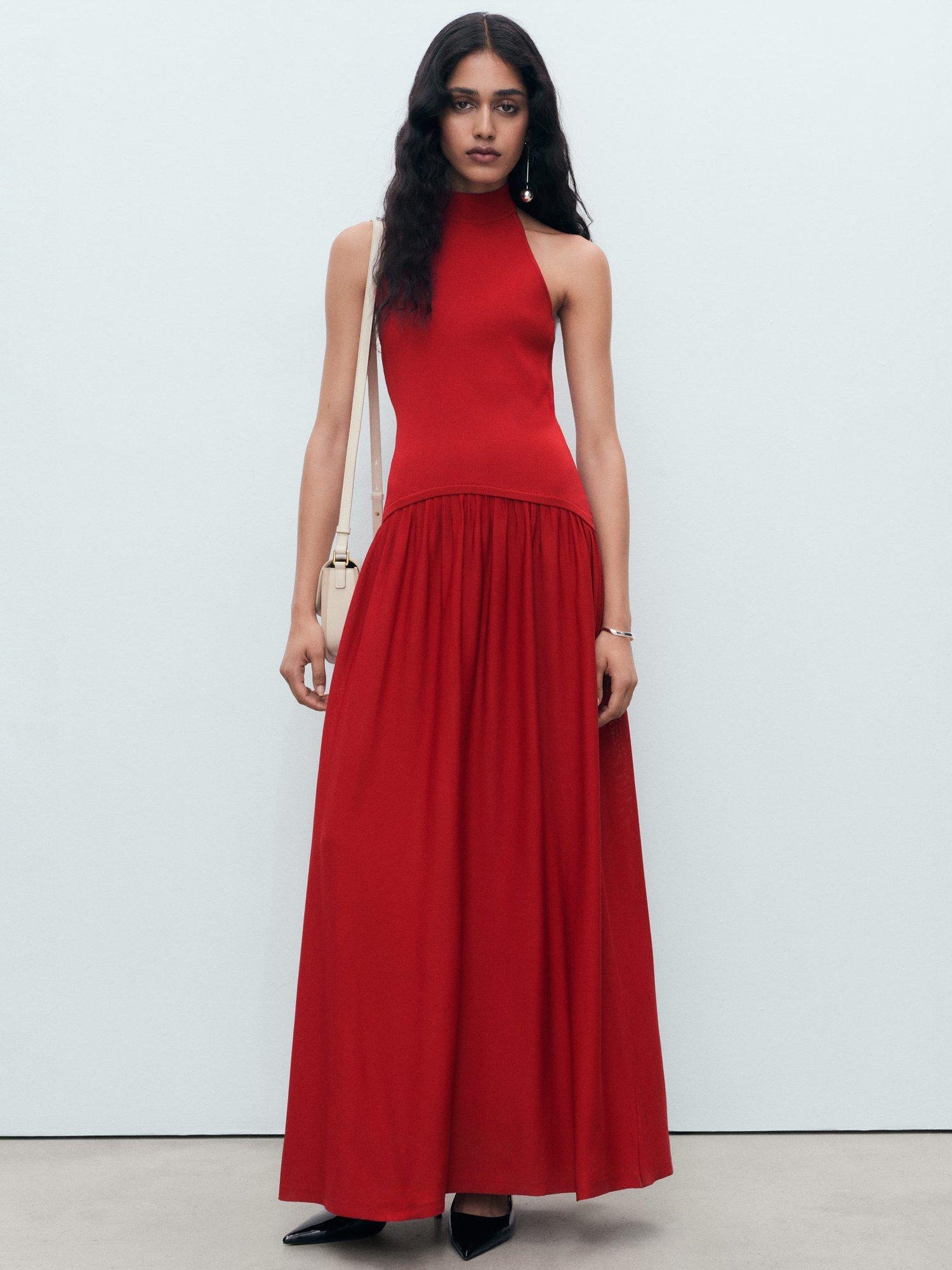Product image 2 of 7, which shows Mango Marti Sleeveless Maxi Dress, Red, 10