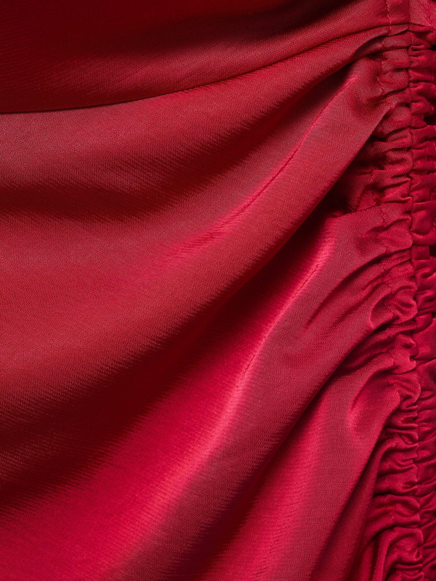 Product image 5 of 8, which shows Mango Safron One Shoulder Midi Dress, Dark Red, 6