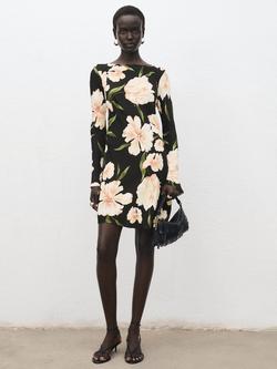 Mango Saltin Floral Mini Dress, Black, Black