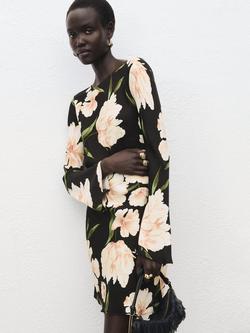 Mango Saltin Floral Mini Dress, Black - view 2, Black