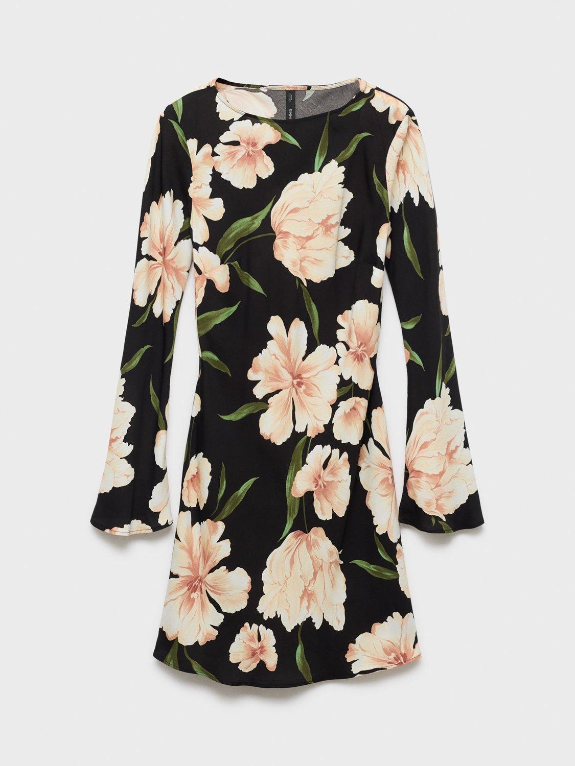 Product image 3 of 7, which shows Mango Saltin Floral Mini Dress, Black, 10
